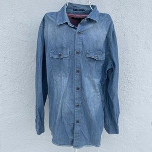 21men Pin stripe Denim Long Sleeve Button down